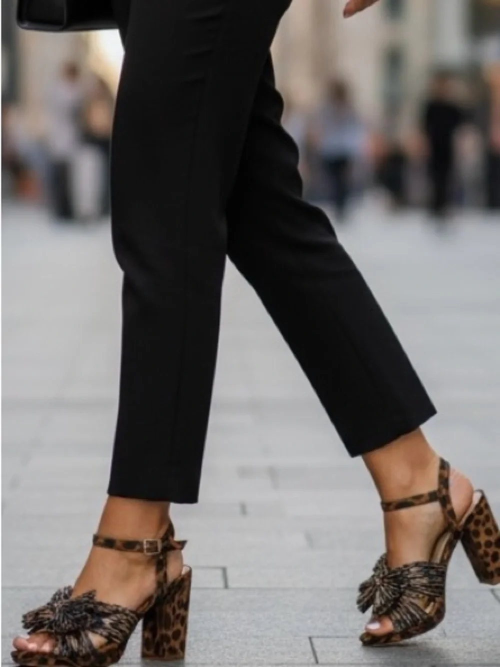 Leopard Print Bow Ankle-Strap Women shoes